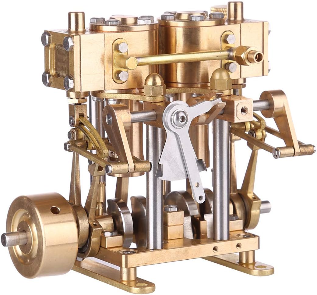 WANENGEDIY Dampfmaschine Modell - Vertikale Zweizylinder Dampfmaschine Aus Metall (RTR Version)