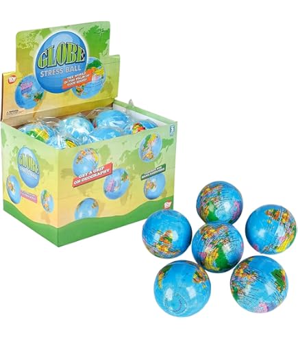 Rhode Island Novelty 3 Inch Globe Stress Balls - Bulk Pack Of 12 Foam Squeeze Toys