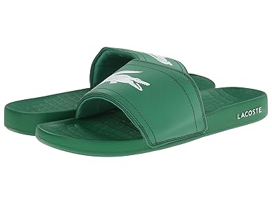lacoste flip flops green