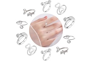 DEPAADER 10 PCS Crochet Ring - Yarn Tension Rings for Finger, Adjustable Crochet Companion Ring for Finger Yarn Guide Knitting Loop Rings for Crochet Projects