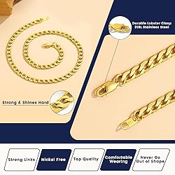 Suplight Stainless Steel Cuban Link Chain for Men