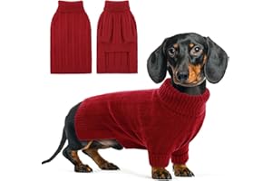 Queenmore XSmall Dog Sweater,Small Sweaters for Dog,Soft Knitted Dogs Sweater Christmas Clothing,Turtleneck Pullover Puppy Sweaters for Dogs Girls Boys,Cozy Pet Knitwear for Teacup,Chihuahua(Red,XS)