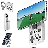 abxylute M4 Snap-On Mobile Gaming Controller for Android & iPhone, Lightweight Portable Phone Controller, Pocket-Sized Retro Emulator Gamepad Kickstand,Dual Joystick Turbo for Pro Gaming,Magnet White