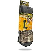 Heat Factory Mid-Calf Socks with Foot Heat Warmer Pockets, Mossy Oak/Olive