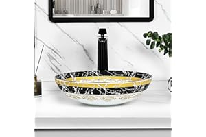 Tysun Round Vessel Sink, 16'' x 16'' Countertop Bathroom Sink, Porcelain Ceramic Above Counter Bathroom Vessel Sink Art Basin with Pop-Up Drain