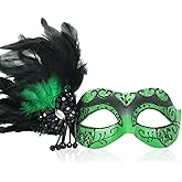 LCKRVOL Masquerade Mask for Women with Stick, Metal Venetian Mask for Masquerade Party Costume Prom Ball