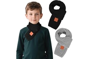 2 Pcs Warm Kids Winter Knit Scarves Toddler Knitted Warm Scarf Neck Warmer for Boys Girls