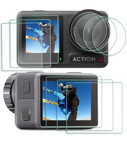 6 Protecteurs écran + 2 Capuchons Objectif Pour DJI Osmo Action 4 - Verre Trempé 9H - Anti-rayures & Poussière