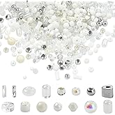 Ornaland 45g Glass Seed Beads for Jewelry Making Bulk Assorted Small Glass Seed Spacer Beads for Bracelets Neckalce Earring DIY Jewelry Making 2.5~12.5mm(White)