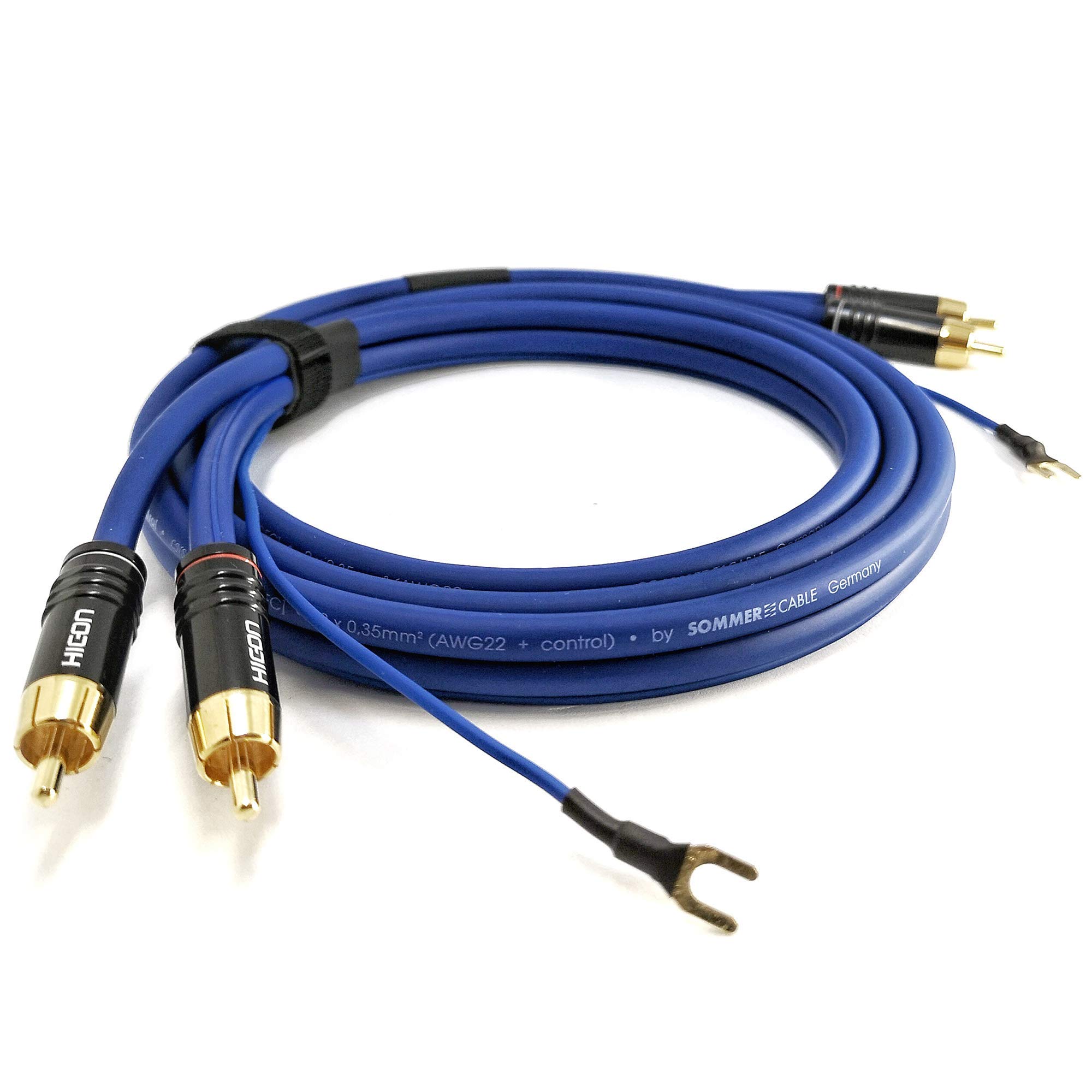 SC81-K3-0250 2,5m Phono Cable Sommer Cable Shielded 2 x 0.35 mm² Audio Cable 1 x 0.35 mm² Extra Long Earth Cable Gold-Plated Connectors