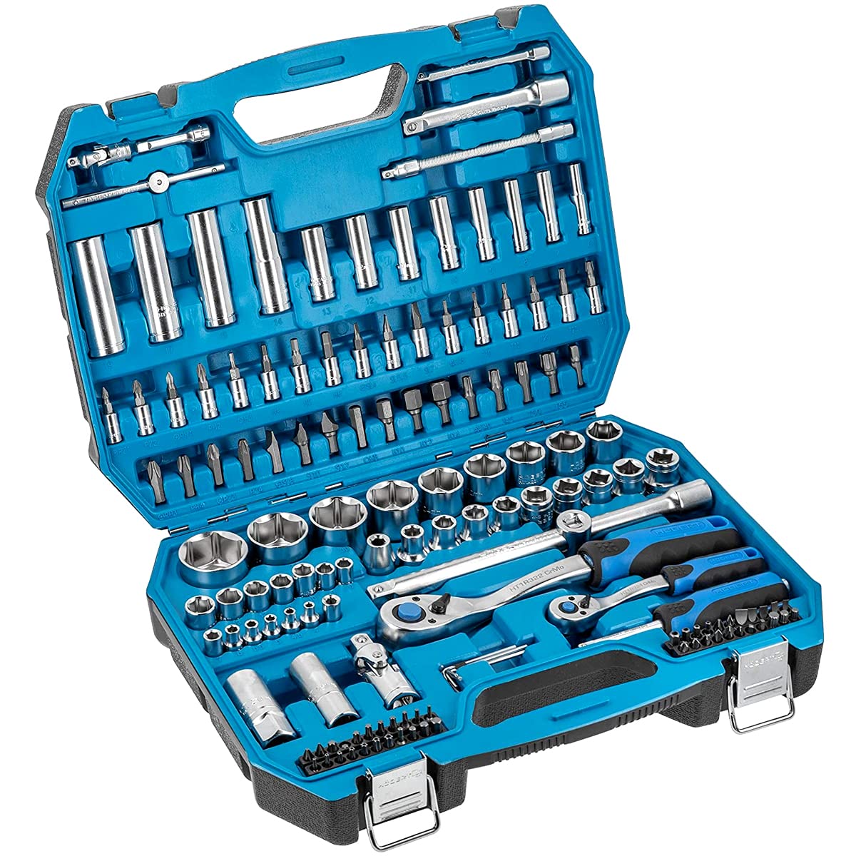 HÖGERT TECHNIK - 144-Piece 1/4 Inch and 1/2 Inch Tool Set with Socket Wrenches, Ratchets, Bits and Accessories, Cr-V Drop-Forged Tool Kit for DIY, Garage and Workshop — image 1