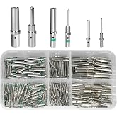 180PCS Deutsch Connector Solid Pin and Socket Kit, Sizes 12/16/20 12-22 AWG | Deutsch Pins Kit, Male and Female Barrel Terminals/Contacts for Deutsch DTP DT DTM Series Connector