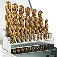 MACXCOIP Cobalt Left Hand Drill Bit Set, 29Pcs M35 High Speed Steel Jobber Length Drill Bit Kit for Hardened Metal, Stainless Steel, Cast Iron, Wood and Plastic, with Index Storage Case, 1/16"-1/2"