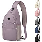 Pritent Crossbody Bags for Women Man, Waterproof Sling Bag Backpack Trendy Casual Cross Body Bags with Convertible Shoulder Strap Chest Bag for Camping Hiking Travel Essentials (Purple, Medium)