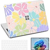 AKIT Case Compatible with 13 inch Microsoft Surface Laptop Copilot + PC 2025 (Model 2095), Durable Scratch-Resistant Hard Shell with Creative Pattern + Keyboard Cover+ Screen Protector, Floral