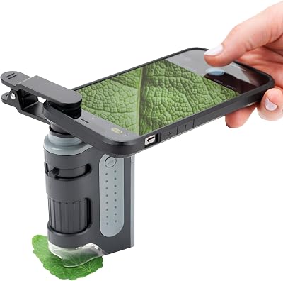 Carson MM-350 MicroBrite Pro Smartphone Microscope 60x-120x LED Clip On