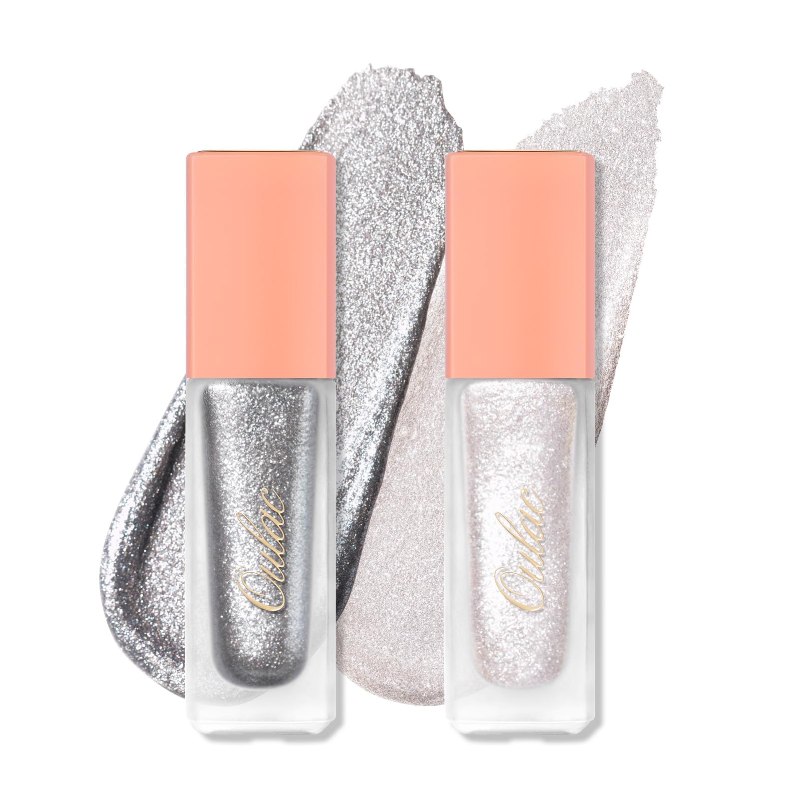 Oulac Liquid Glitter Eyeshadow Set – Sheer Silver & Sheer White Eyeshadow & Eyeliner, Blendable Eye Make-up, Vegan (13/27) — image 1