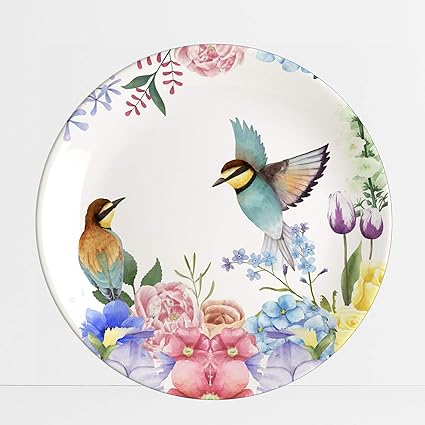 Maanvee Enterprise Bird Songs Ceramic Wall Plates (7-inch)