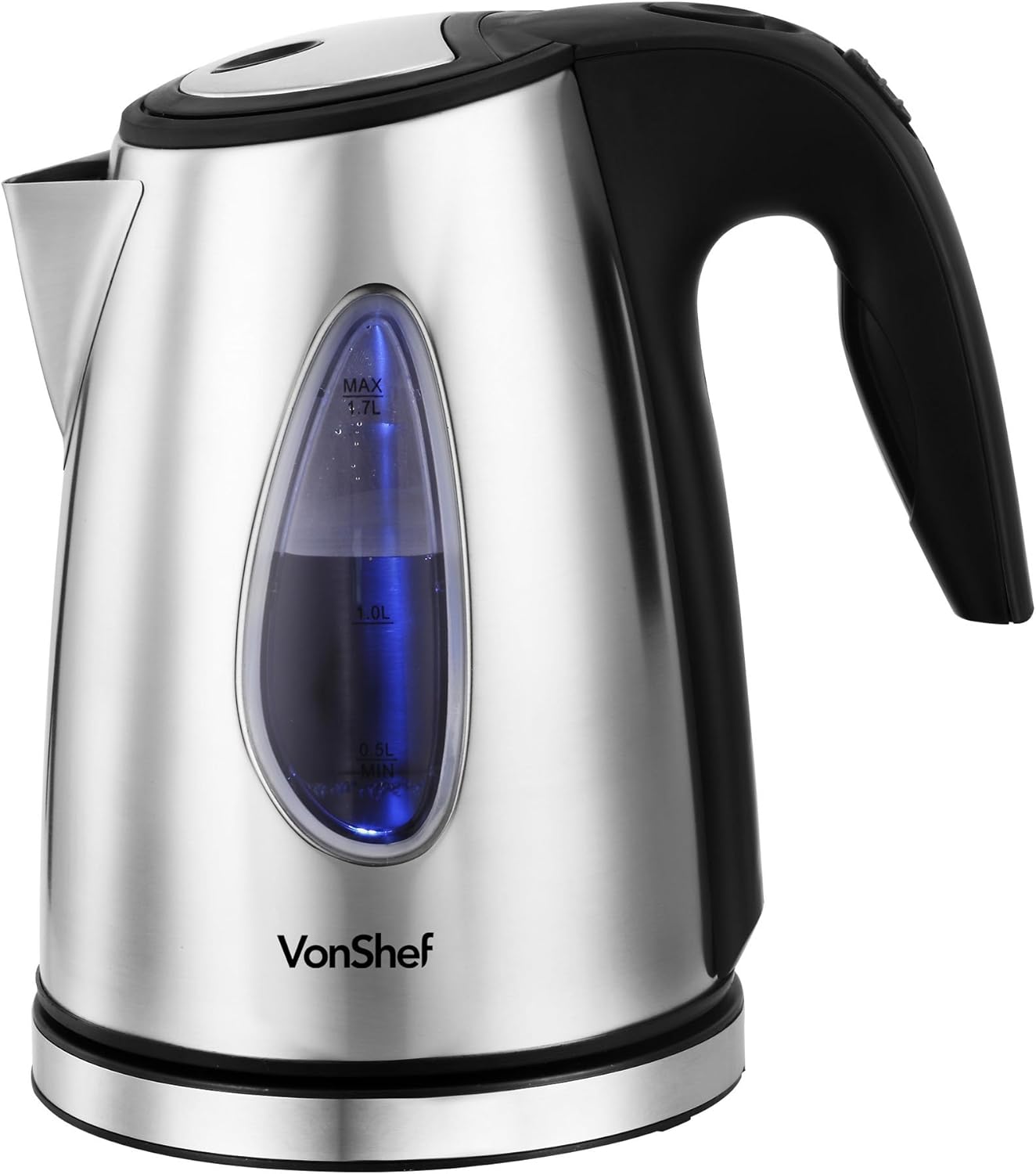 VonShef Cordless Kettle 1.7L, 2200W Brushed Stainless Steel Amazon