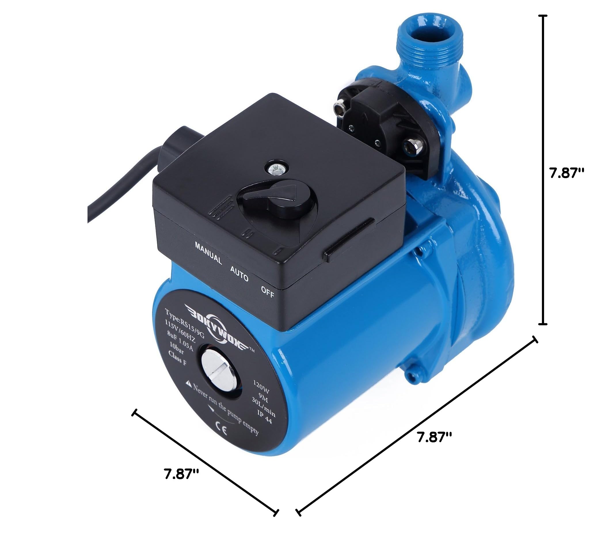 BOKYWOX 110V Automatic Booster Pump NPT3/4'' Domestic Hot Water Recirculating Pump 120W Solar Heater Circulation System Shower&Tap （RS15/9B）