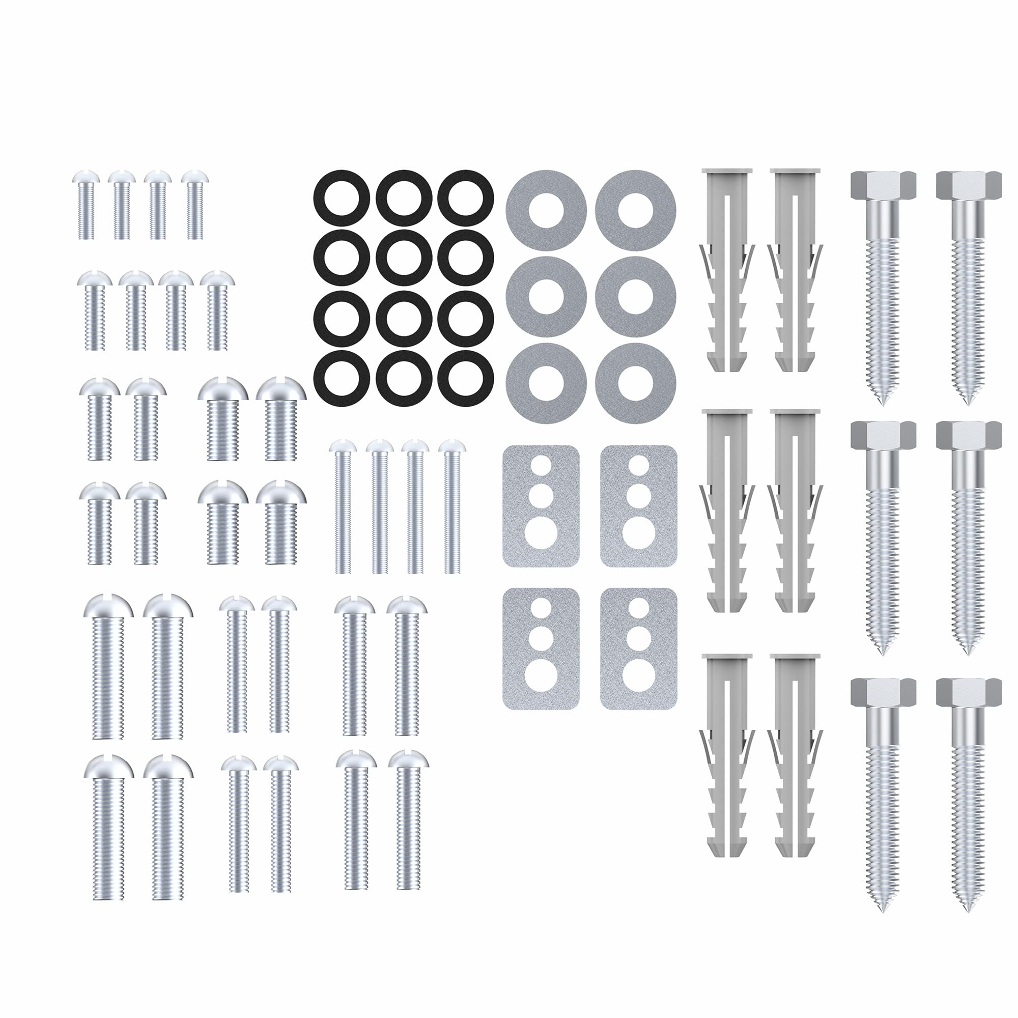 Perfect VESA Screw Set - 64 Pieces, Ideal for TV Mounting, TV Wall Mounting, TV Mounting, Fixing Screws with Dowels and Washers