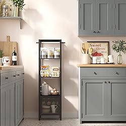 TUTOTAK 5 Tier Bookcase and Bookshelf, Narrow Book