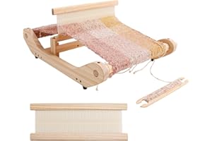 PURCOULEUR 12 Inch Rigid Hedge Loom, Wooden Loom for Adults, Multi Craft Frame Loom for Beginners, Threads, Warping Frame wit