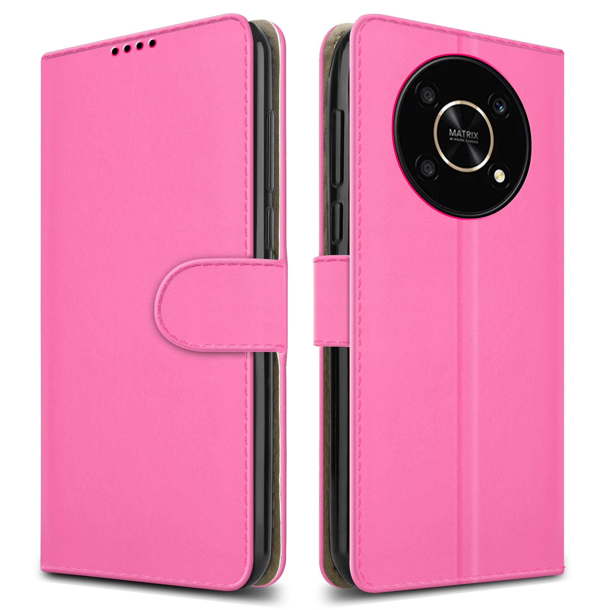 PIXFAB For Honor Magic 4 Lite 4G / 5G Leather Phone Case, Magnetic Closure Full Protection Book Folio Design, Wallet Case Cover [Card Slots] and [Kickstand] For Honor Magic 4 Lite 4G / 5G - Pink