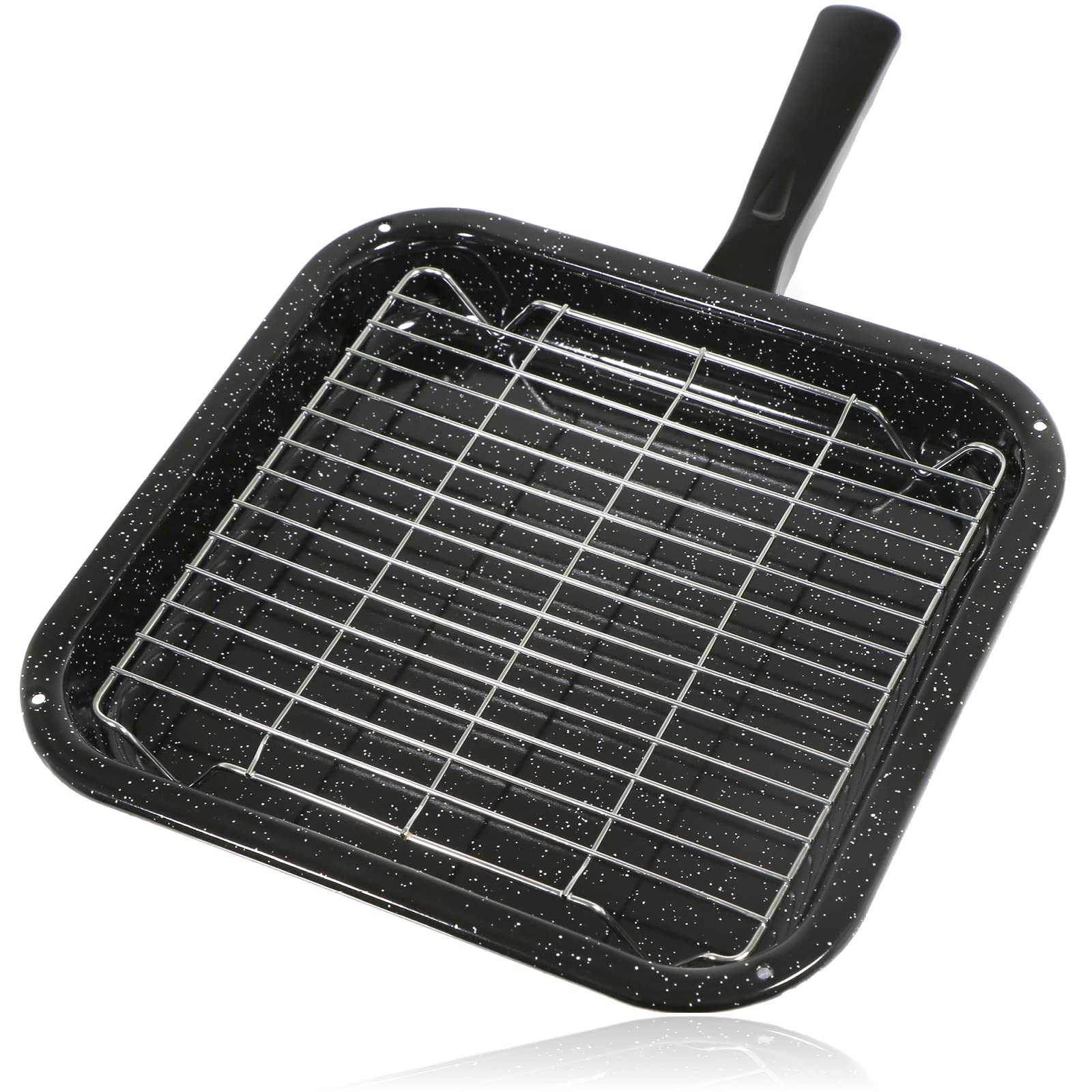 Spares2go Small Square Grill Pan, Rack & Detachable Handle Compatible with Bompani & fits Spinflo Caravan Oven Cookers