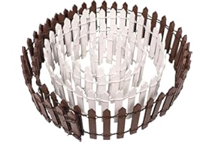 HONGLIANG Miniature Fairy Garden Fence,2 Pcs DIY Brown and White Fence with Gate,Fairy Garden Accessories Miniature Ornaments for Mini House Home Plant Pot