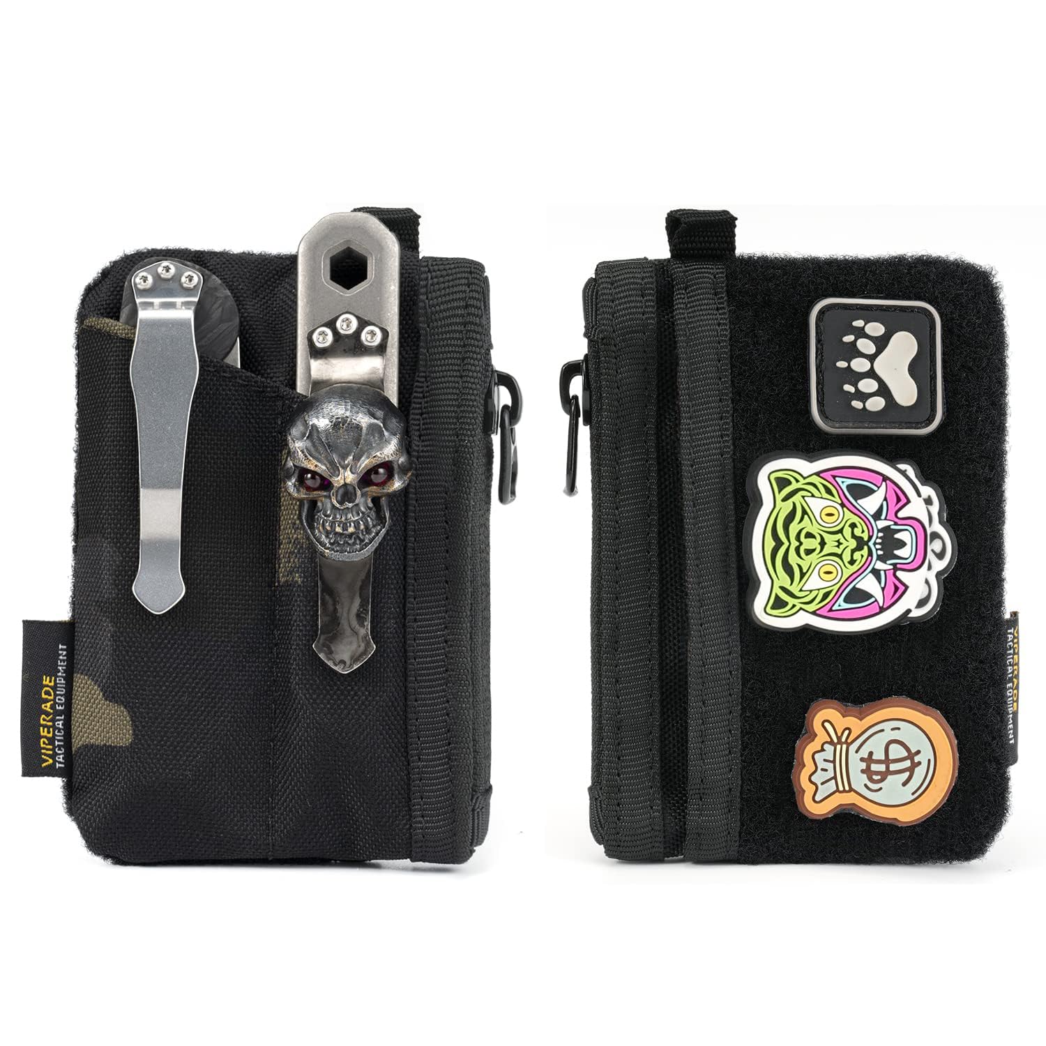 VIPERADE VE17 Mini EDC Pocket Pouch, Small EDC Organiser with 4 Pockets, Mini Tool Bag with Hook and Loop Area, Multitool Organiser, Small Backpack Additional Bag