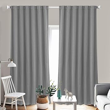 Blackout Curtains Room Darkening Thermal Insulated Rod Pocket Blackout Window Drapes For Bedroom Living Room 2panels 52 X 84 Inch Grey
