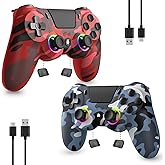 2 Pack Wireless Controller for PS4, Game Remote Controller Compatible with PS4/Slim/Pro/PC, Programmable, RGB Light, 1000mAh Battery, Dual Vibration, 6-Axis Gyro, Share, Touch Pad, Speaker&Audio Jack