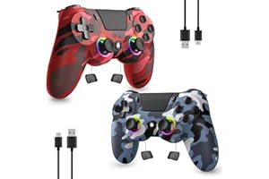 BCOFO 2 Pack Wireless Controller for PS4, Game Remote Controller Compatible with PS4/Slim/Pro/PC, Programmable, RGB Light, 1000mAh Battery, Dual Vibration, 6-Axis Gyro, Share, Touch Pad, Speaker&Audio Jack