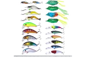 XBLACK Hard Fishing Lures Set 20PCS Minnow Popper Jointed Frog Cicada Cricket Baits for Beginner Starter, XBLACK Baits, Catch Big Fish!