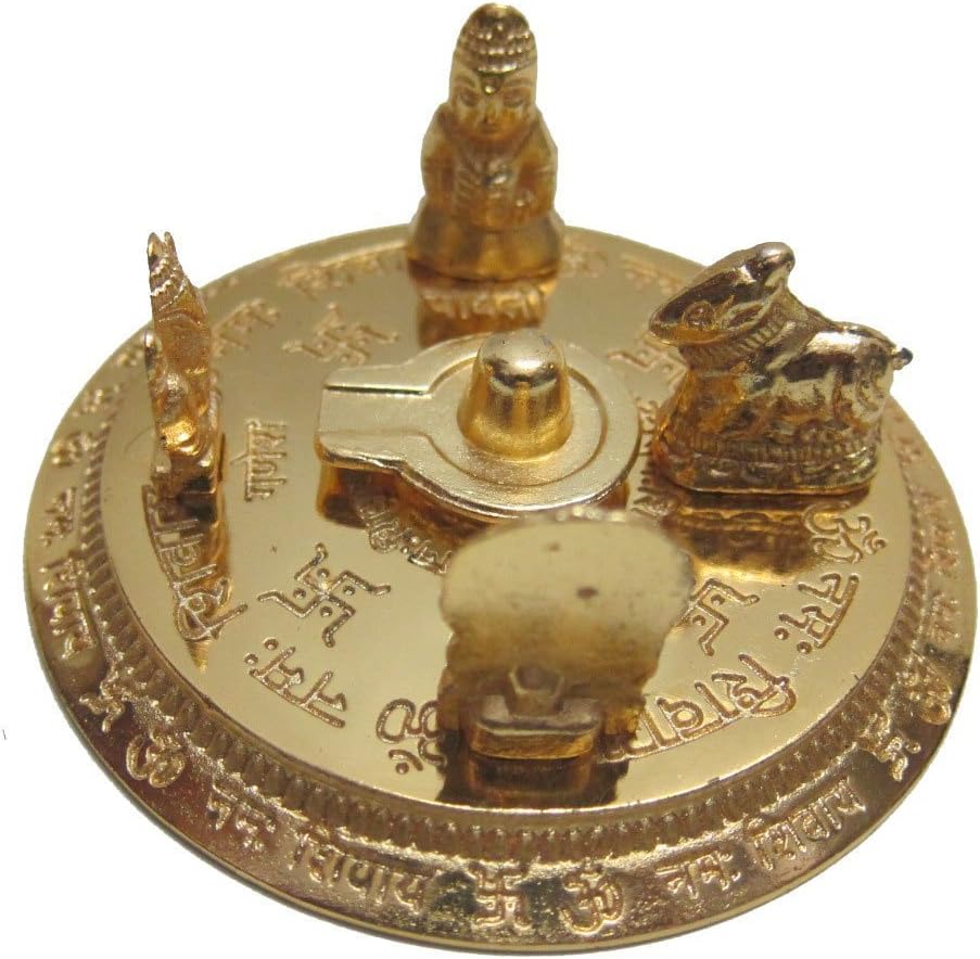 PLANET 007 Sampoorna Shree Shiv Parivar Gold Plated Tridev with Lord Ganesha Kartik Maa Parvati with Om Namah Shivay Embossed on Stand