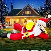 6FT Inflatable Lying Santa Claus Outdoor Decoration with LED Lights - Christmas Blow up Yard Decor for Outside Garden Lawn Xmas