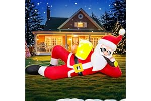 KOOY 6FT Christmas Inflatable Santa Claus Outdoor Decoration, Christmas Blow up Yard Decorations with LED Light Up for Xmas New Year, Winter Outdoor Christmas Decor for Yard Holiday Party Lawn Décor