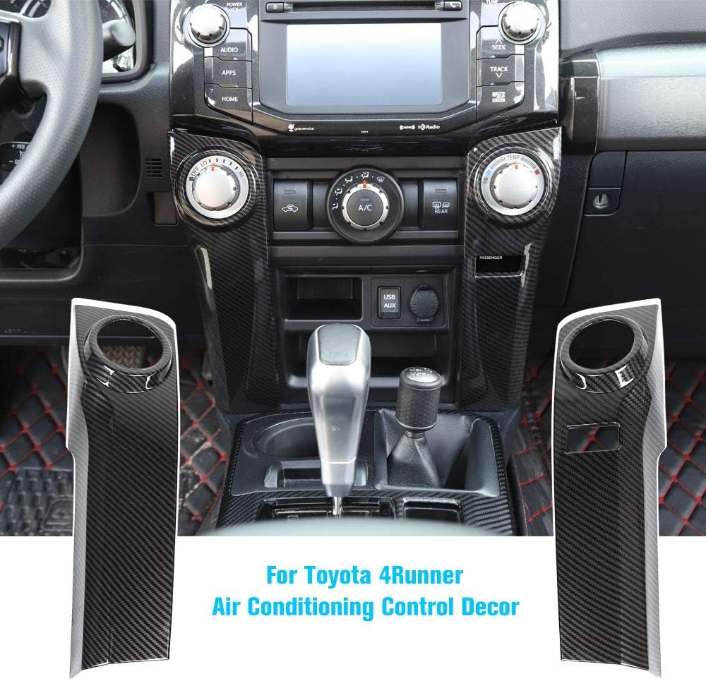 JeCar for 4Runner Air Conditioning Switch Panel Cover for 4Runner Accessory Decoration Trim Frame ABS for Toyota 4Runner 2010 2011 2012 2013 2014 2015 2016 2017 2018 2019 Carbon Fiber Pattern 2Pcs