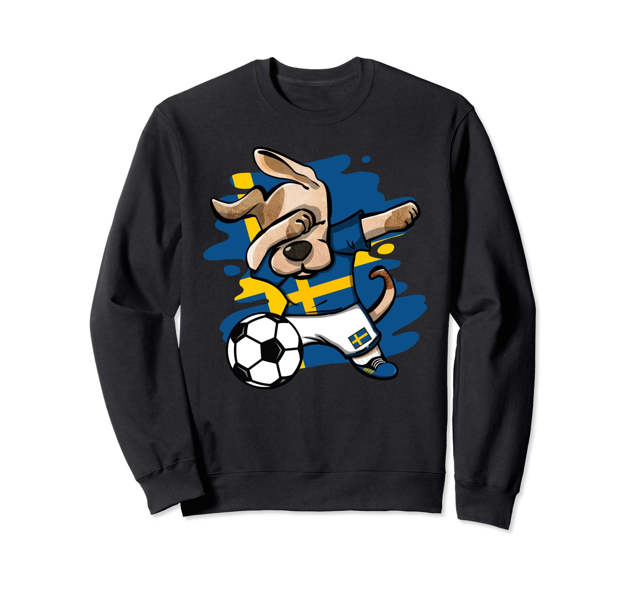 Dabbing Dog Sweden Soccer Fans Jersey Swedish Flag Football Sweatshirt