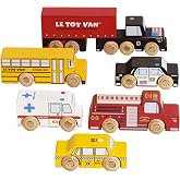 Le Toy Van Wooden 3 Storey Fire & Rescue Garage Toy Car Play Set, Vehicle Rol