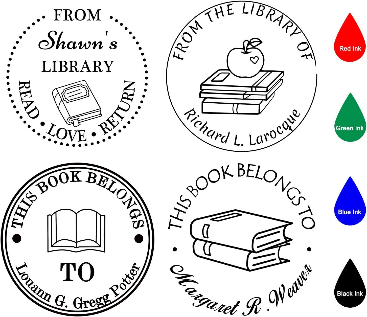 Custom Stamp Self Inking,Personalized Stamp Return Address,1-5/8" Diameter, Round Book/Classroom/Library/Teacher Stamp