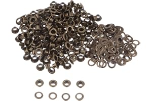 HARFINGTON 200set Grommets Kit Metal Eyelets 4mm 1/6" Hole Tiny Grommet for Shoes Clothes Belt Bag DIY Project, Bronze