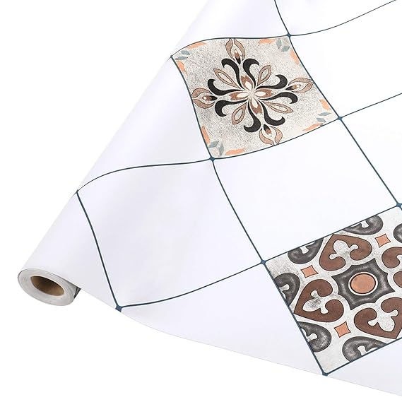 Fliesenaufkleber selbstklebende, Mosaikfliesen Tapeten für Bad und Küche, PVC 61 x 500cm Fliesensticker Wandfliesen Wandaufkl