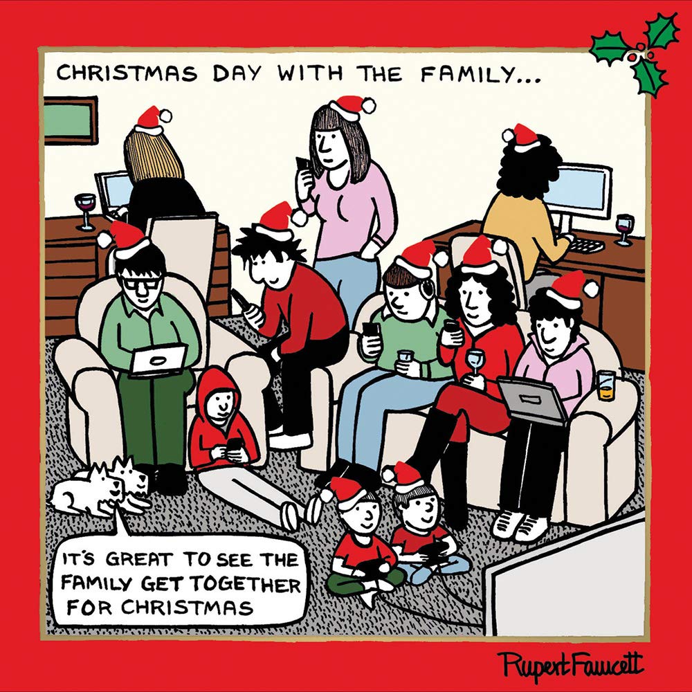 Box of 6 Family at Christmas Luxury Foiled Christmas Cards Xmas Card Boxes 461033