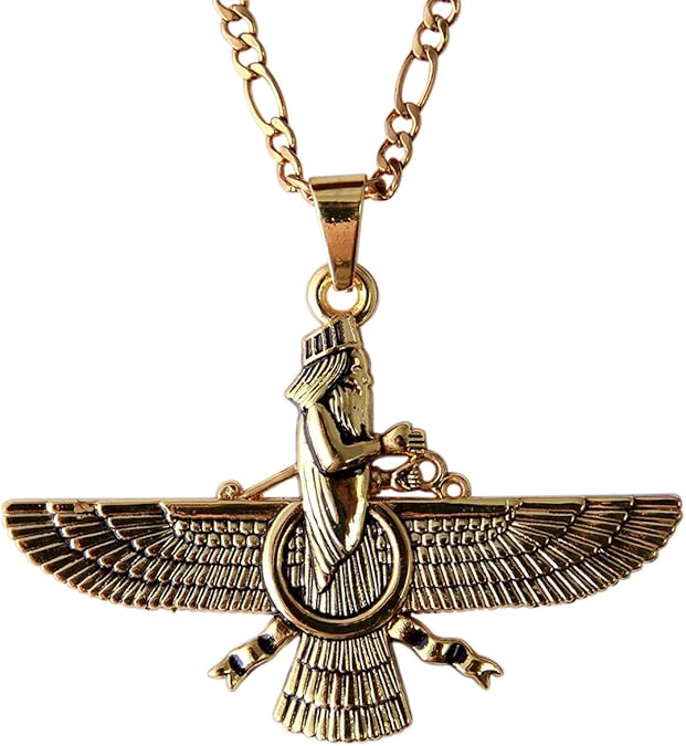 Asoodehdelan Small Gold Pt Farvahar Necklace Iranian Persian Art Iran Farohar Zoroastrian