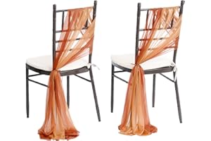 Ling's moment Wedding Chair Sashes Cover Aisle Decorations Draping Fabric Wrinkle-Free with Tie 16 Shades of Burnt Orange for Party Ceremony Reception Floral Arrangement Banquet Outdoor Decor