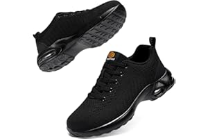 FENLERN Steel Toe Shoes for Women Lightweight Medium and Wide Size Safety Shoes Comfortable Work Shoe Sneakers Indestructible Colchón de Aire Zapatos de Trabajo para Mujer