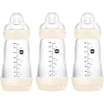 MAM 9oz Easy Start Anti-Colic Baby Bottles, Medium Flow, Breastfeeding-Like Silicone Nipple, Reduces Colic, Gas, & Reflux, Easy-to-Clean, BPA-Free, Baby Bottles for Newborns, 2+ Months