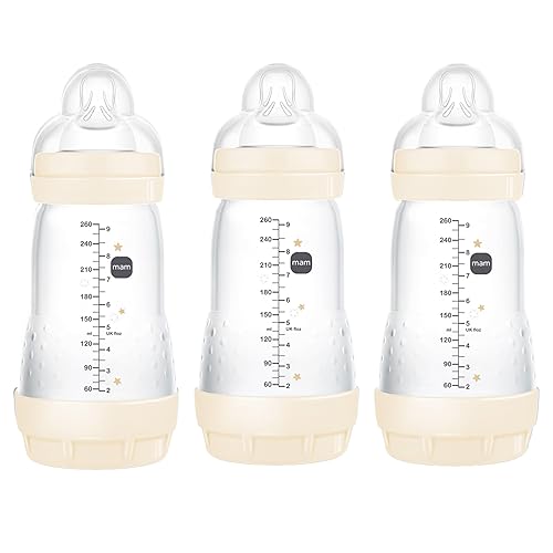 MAM 9oz Easy Start Anti-Colic Baby Bottles, Medium Flow, Breastfeeding-Like  Silicone Nipple, Reduces Colic, Gas, Reflux, Easy-to-Clean, BPA-Free,